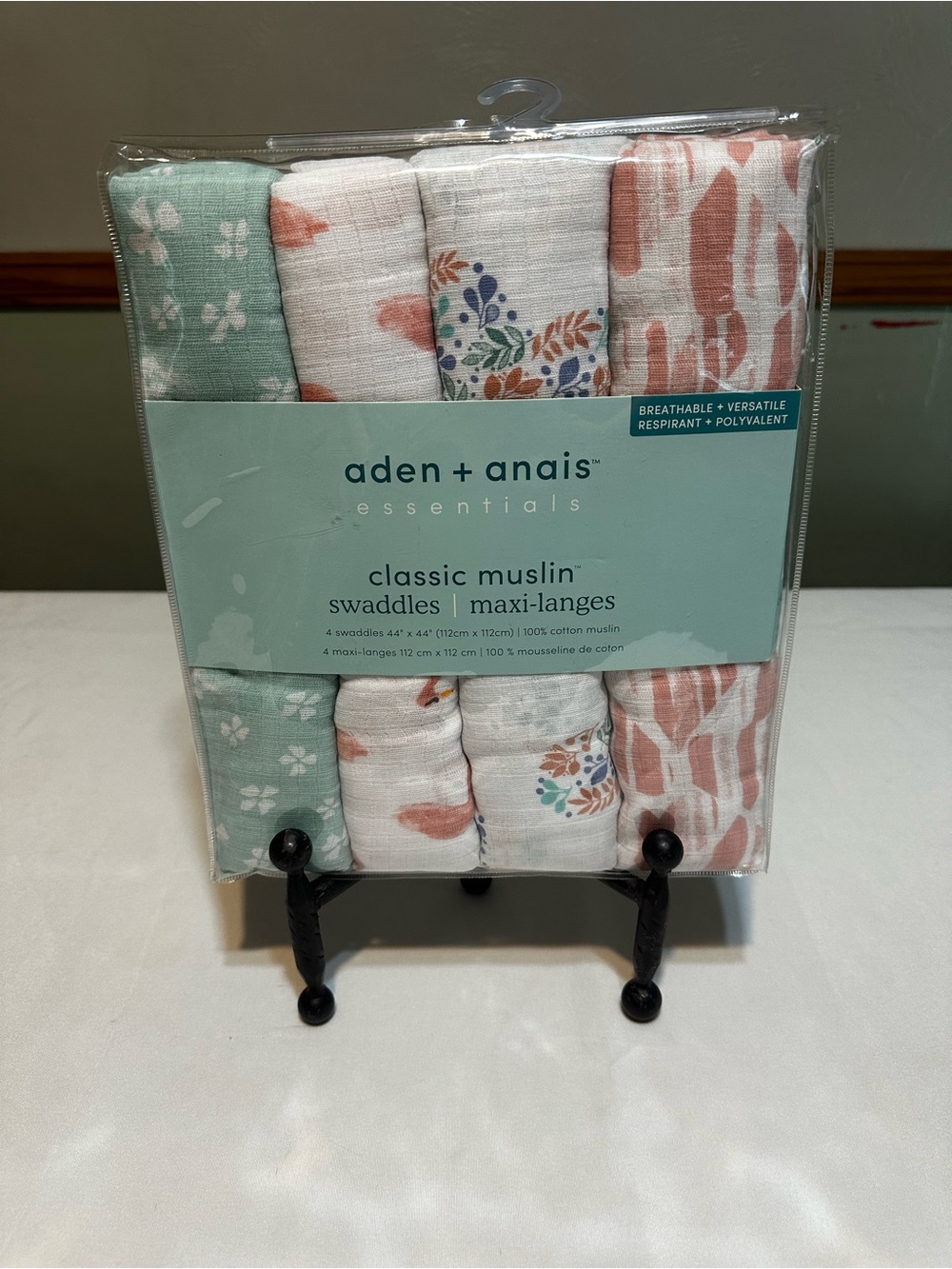 aden + anais Muslin Swaddle Pack - Mint Green with White Accents